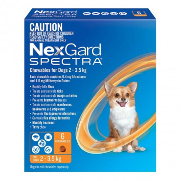Nexgard Spectra 2-3kg Orange 3's for Very Small Dogs