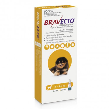 Bravecto Spot-On Very Small Dog Yellow 2-4.5kg