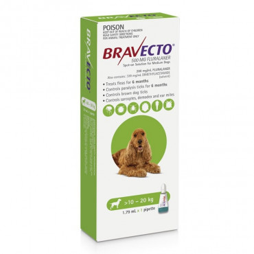 Bravecto Spot-On Medium Dog Green 10-20kg